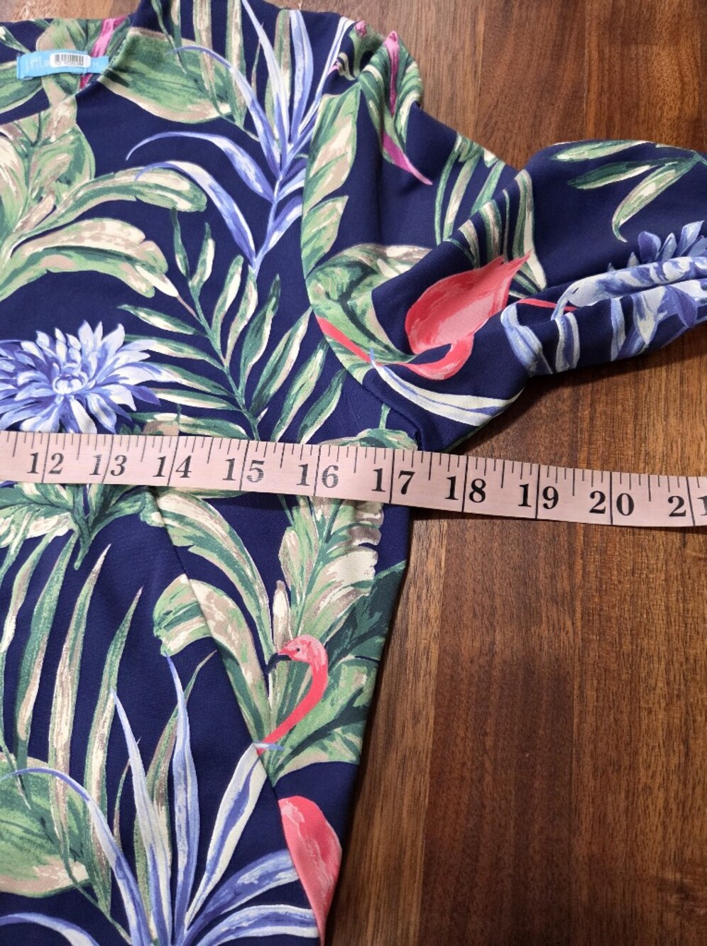 J. McLaughlin Navy Tropical Flamingo Print Dress Catalina Cloth Medium - Picture 5 of 8